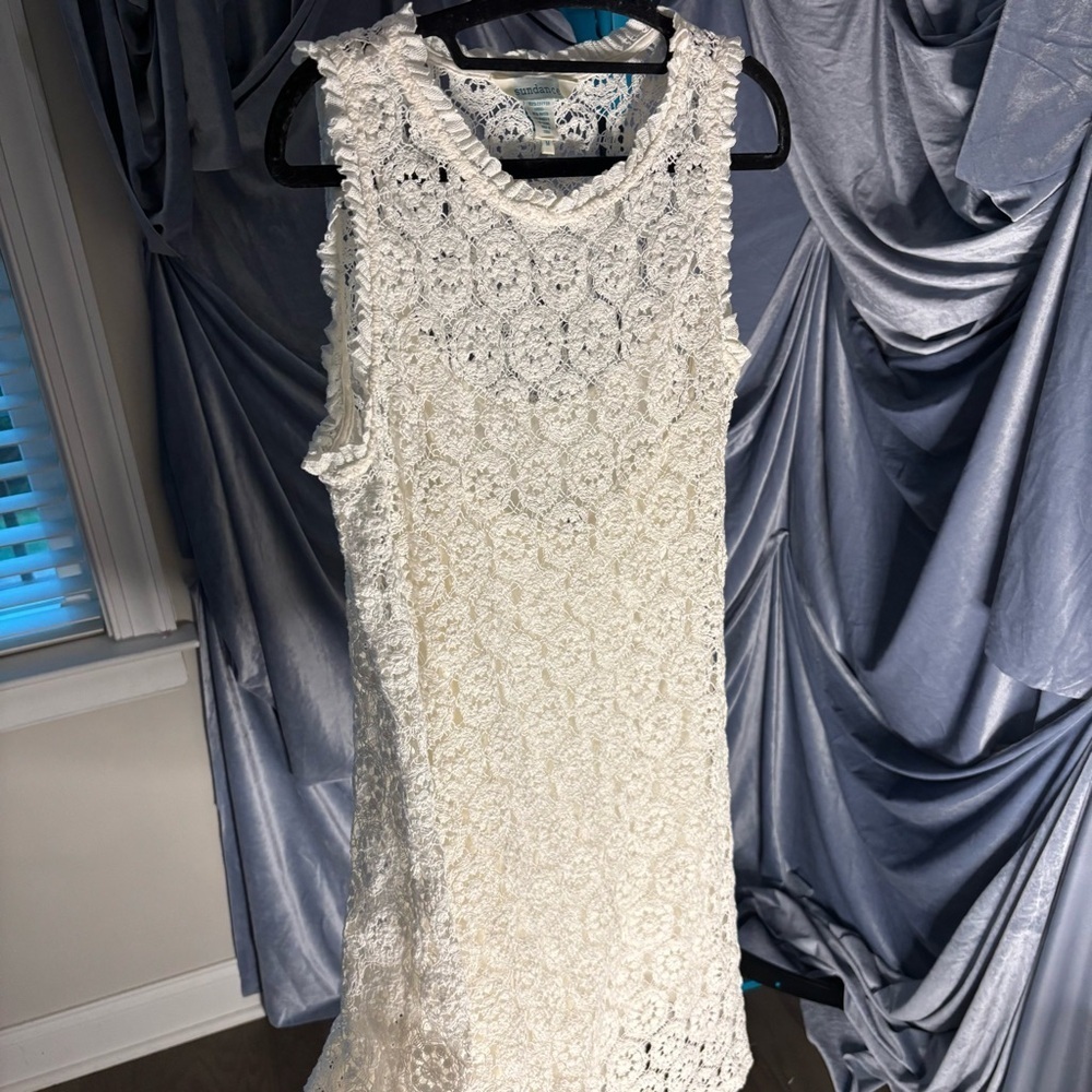 Sundance Cream Sleeveless lace dress size medium - Picture 3 of 8